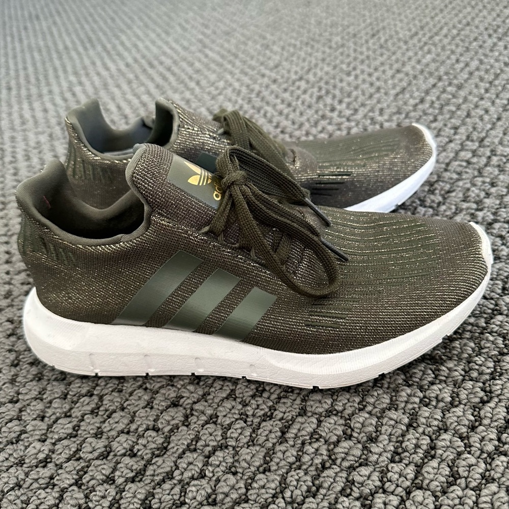 adidas Originals Women’s Swift Run Sneakers in Metallic Army Green
